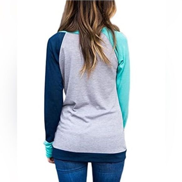 Crewneck Soft Colorblock Elegant Top Long-Sleeve Comfortable Shien Size M - Picture 2 of 10
